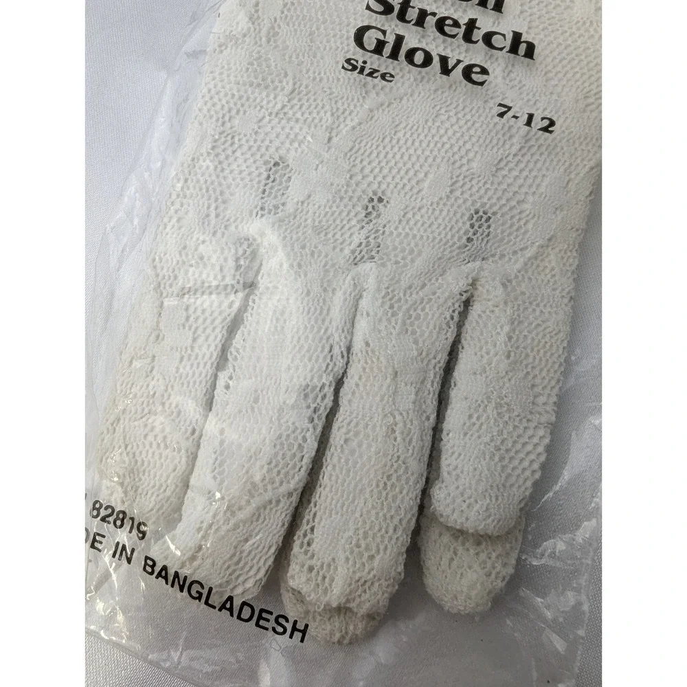 White Lace Gloves Floral Sheer Stretch Dress Up Party Costume Wedding New 7‎ 1/2